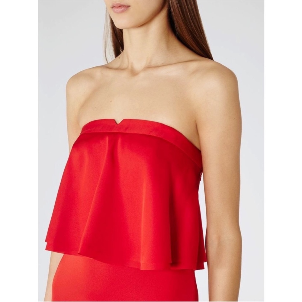 Reiss Red Rum Raffy Ruffle Dress Size 10 - Picture 4 of 10